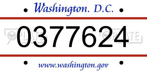 0377624 District Of Columbia License Plate