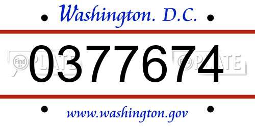 0377674 District Of Columbia License Plate