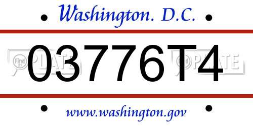 03776T4 District Of Columbia License Plate