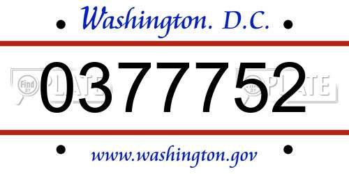 0377752 District Of Columbia License Plate