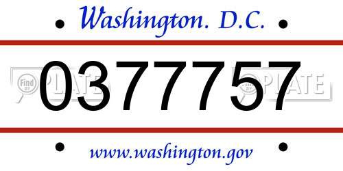 0377757 District Of Columbia License Plate
