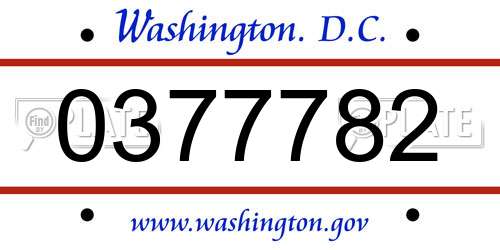 0377782 District Of Columbia License Plate