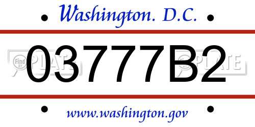 03777B2 District Of Columbia License Plate