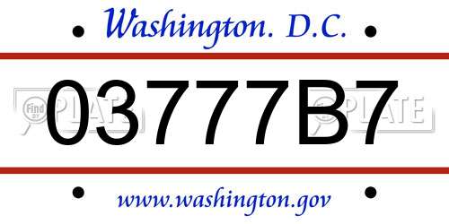 03777B7 District Of Columbia License Plate