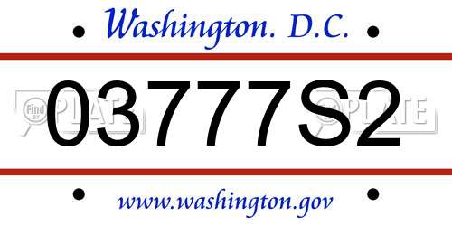03777S2 District Of Columbia License Plate