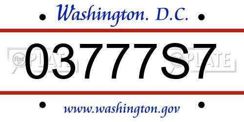 03777S7 District Of Columbia License Plate