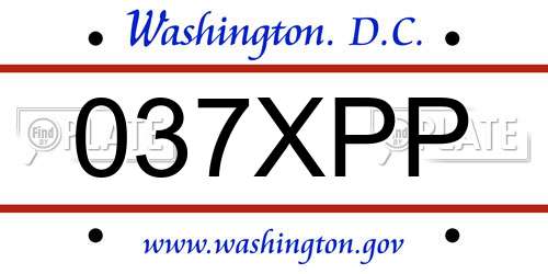 037XPP District Of Columbia License Plate