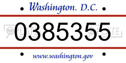 0385355 District Of Columbia License Plate