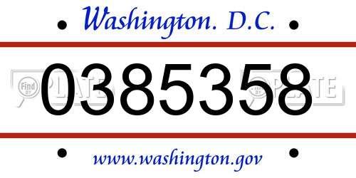 0385358 District Of Columbia License Plate