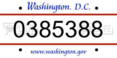 0385388 District Of Columbia License Plate
