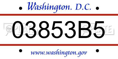 03853B5 District Of Columbia License Plate