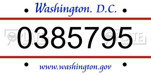 0385795 District Of Columbia License Plate