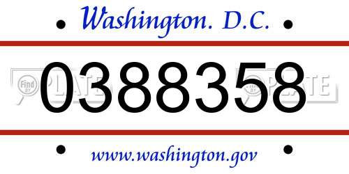 0388358 District Of Columbia License Plate