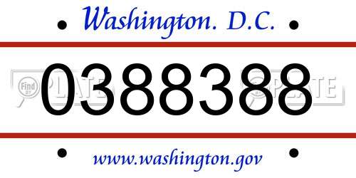 0388388 District Of Columbia License Plate