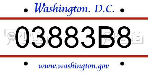 03883B8 District Of Columbia License Plate