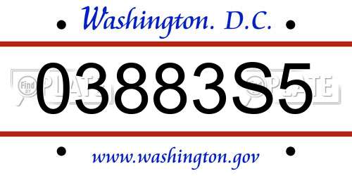 03883S5 District Of Columbia License Plate