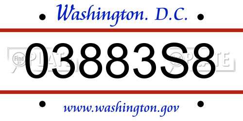 03883S8 District Of Columbia License Plate