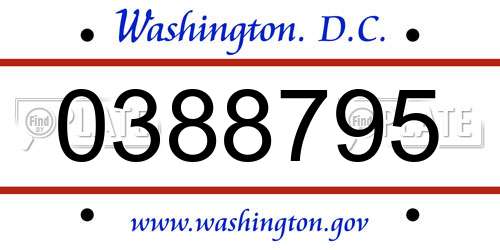 0388795 District Of Columbia License Plate