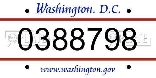 0388798 District Of Columbia License Plate