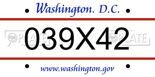 039X42 District Of Columbia License Plate