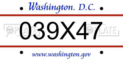 039X47 District Of Columbia License Plate