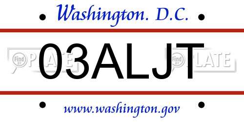 03ALJT District Of Columbia License Plate