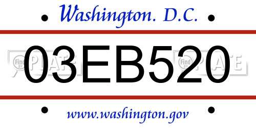 03EB520 District Of Columbia License Plate