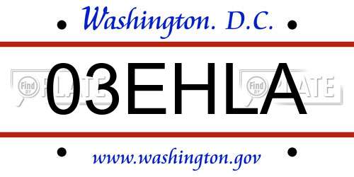 03EHLA District Of Columbia License Plate