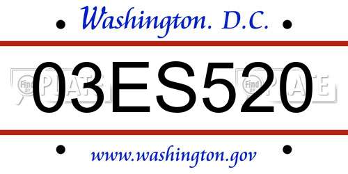 03ES520 District Of Columbia License Plate