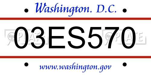 03ES570 District Of Columbia License Plate