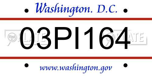 03PI164 District Of Columbia License Plate
