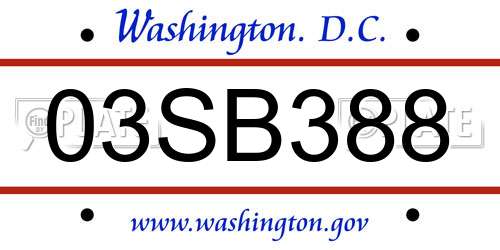 03SB388 District Of Columbia License Plate