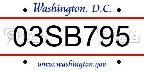 03SB795 District Of Columbia License Plate