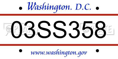 03SS358 District Of Columbia License Plate