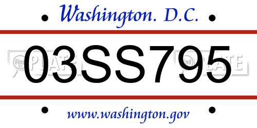 03SS795 District Of Columbia License Plate