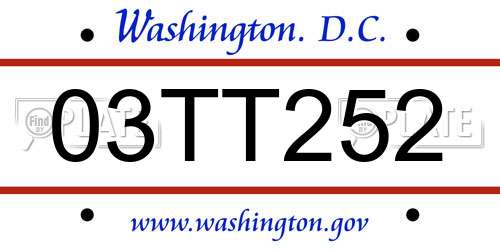03TT252 District Of Columbia License Plate