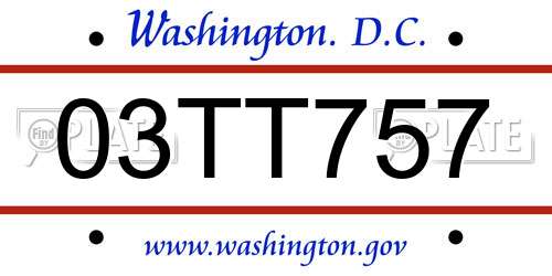03TT757 District Of Columbia License Plate