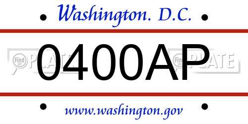 0400AP District Of Columbia License Plate