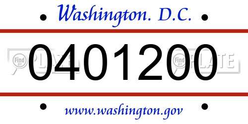 0401200 District Of Columbia License Plate