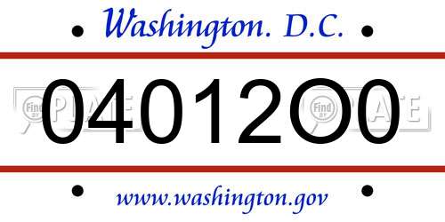 04012O0 District Of Columbia License Plate