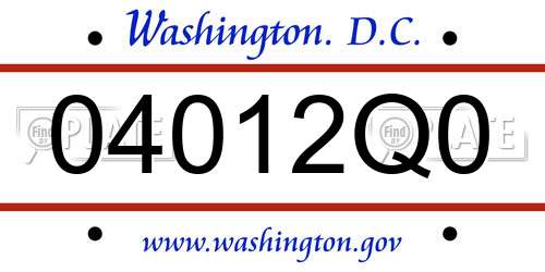04012Q0 District Of Columbia License Plate