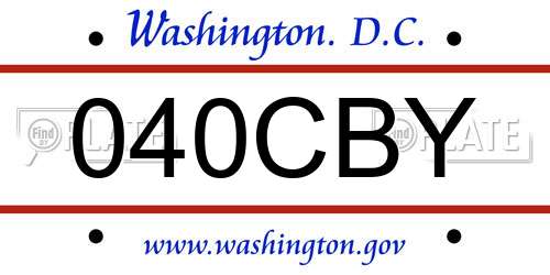 040CBY District Of Columbia License Plate