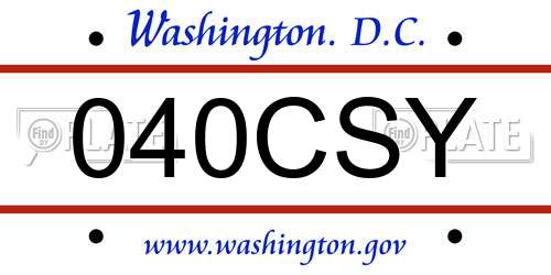040CSY District Of Columbia License Plate