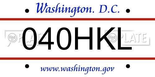 040HKL District Of Columbia License Plate