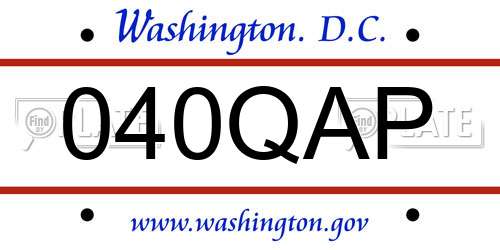 040QAP District Of Columbia License Plate