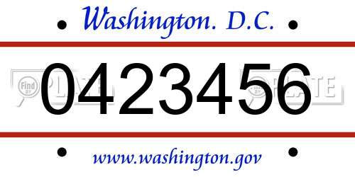 0423456 District Of Columbia License Plate