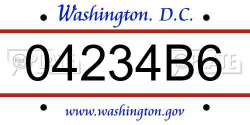 04234B6 District Of Columbia License Plate