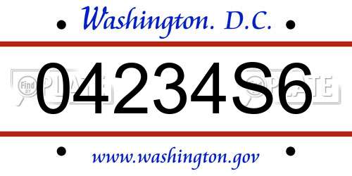 04234S6 District Of Columbia License Plate