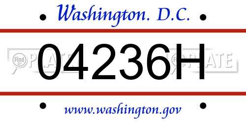 04236H District Of Columbia License Plate