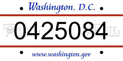 0425084 District Of Columbia License Plate